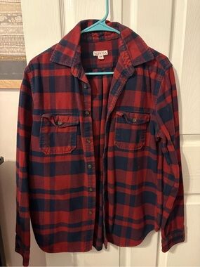 Merona Red and Navy Buffalo Plaid Button-Up